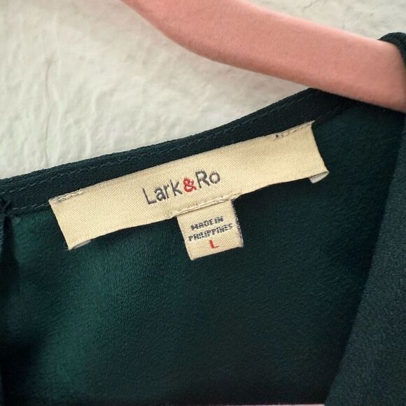 Lark and Ro Jade Green Mesh Ruffle Mini Dress Size Large Sleeveless Boho - Picture 5 of 7